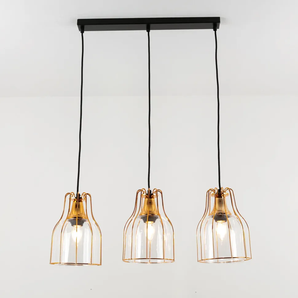 Vintage Hängeleuchte ARIA Kupfer 3-flmg max. T:1m