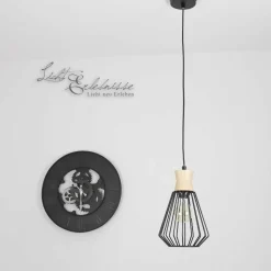 Vintage Hängeleuchte E27 in Holz Optik für die Küche