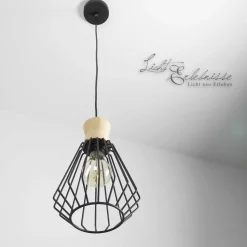 Vintage Hängeleuchte E27 in Holz Optik für die Küche
