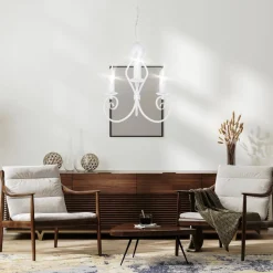 Vintage Kronleuchter Metall Weiß E14 B:36 cm Kerzen