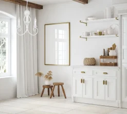 Vintage Kronleuchter Metall Weiß E14 B:36 cm Kerzen