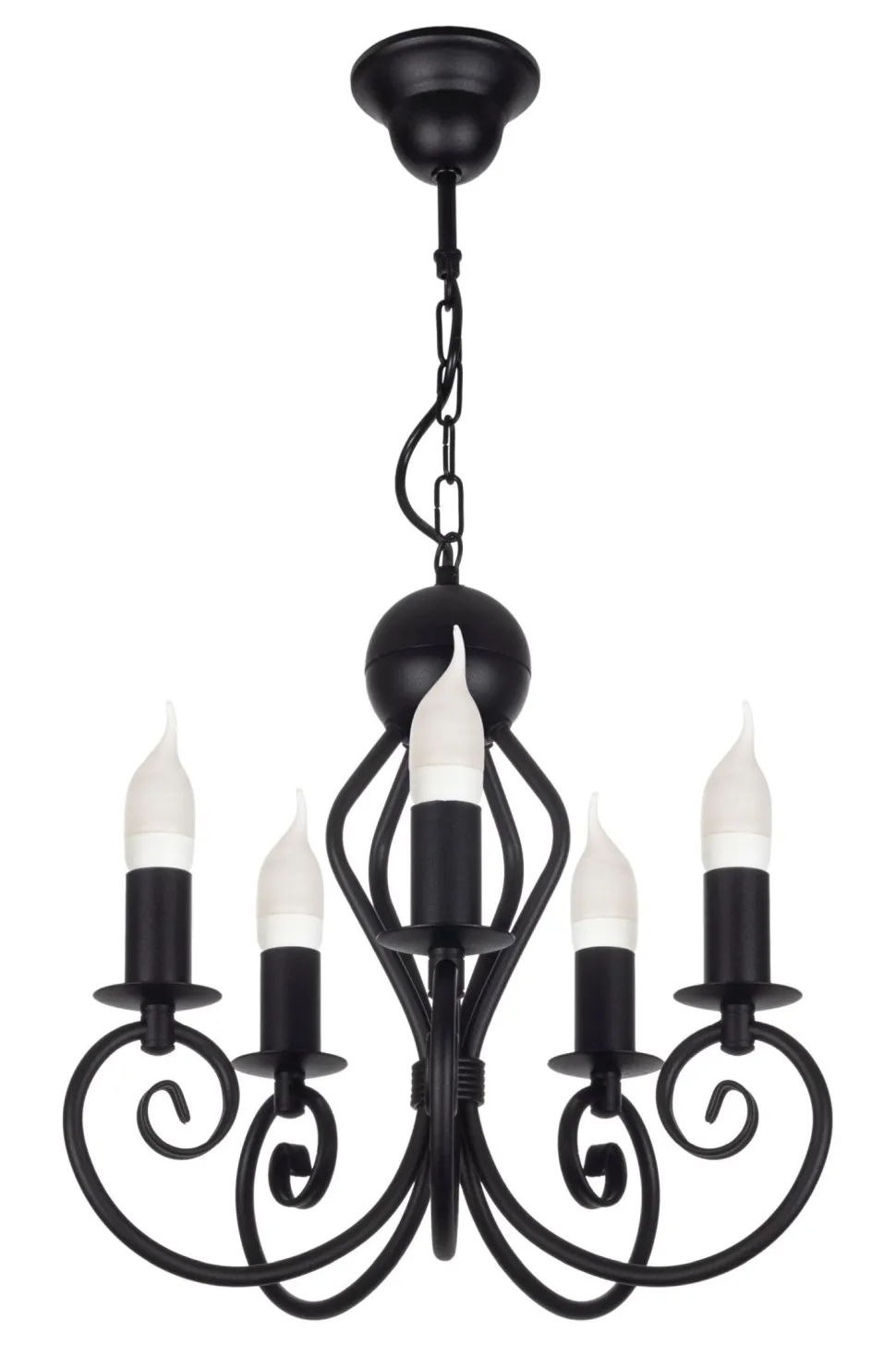 Vintage Kronleuchter Schwarz E14 5-flammig Klassisch