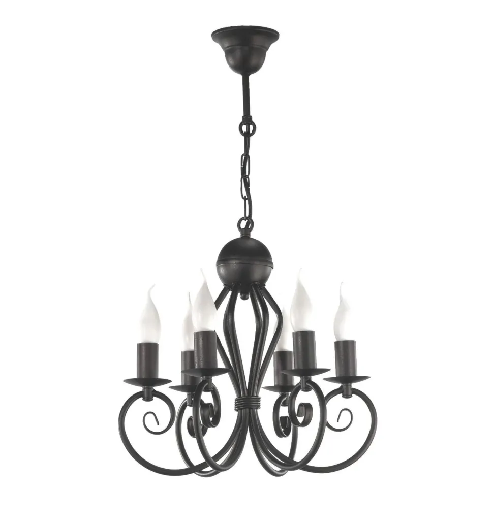 Vintage Kronleuchter Schwarz E14 6-flammig Klassisch