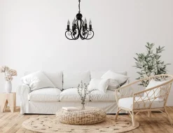 Vintage Kronleuchter Schwarz E14 6-flammig Klassisch