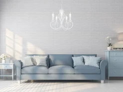 Vintage Kronleuchter Weiß E14 5-flammig Klassisch