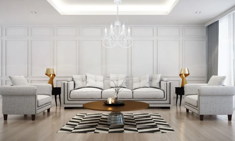 Vintage Kronleuchter Weiß E14 6-flammig Klassisch