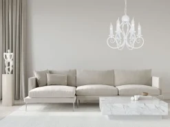 Vintage Kronleuchter Weiß E14 6-flammig Klassisch