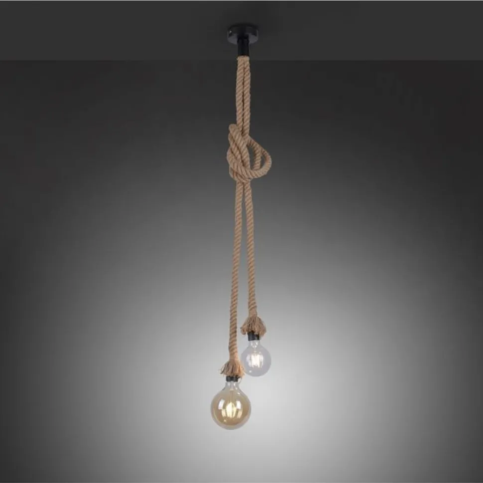 Vintage Pendelleuchte E27 2-flammig Ø10 cm Tau Seil