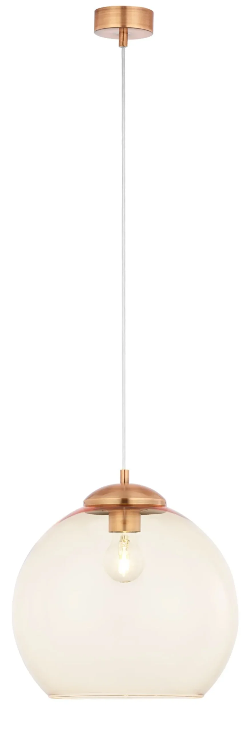 Vintage Pendelleuchte Metall Glas E27 Ø29cm Kugel