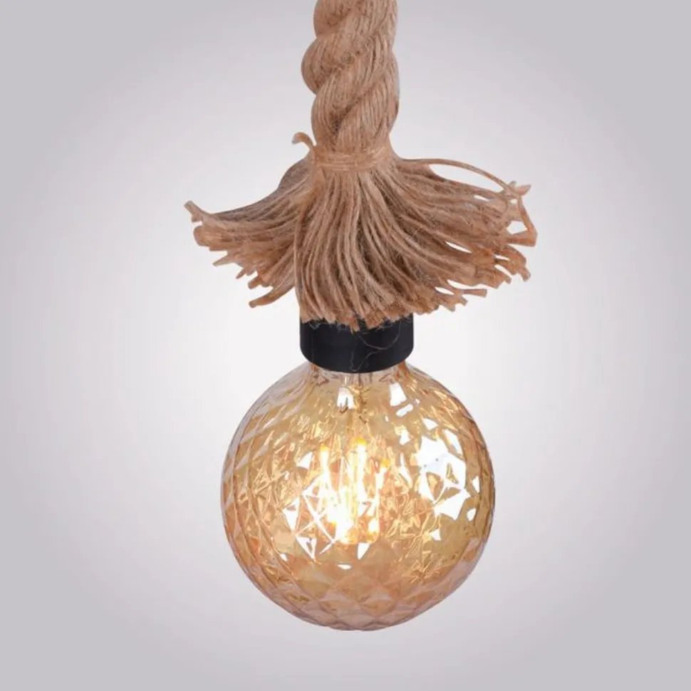 Vintage Stehleuchte E27 bis 15 W 150 cm Holz Tau Seil