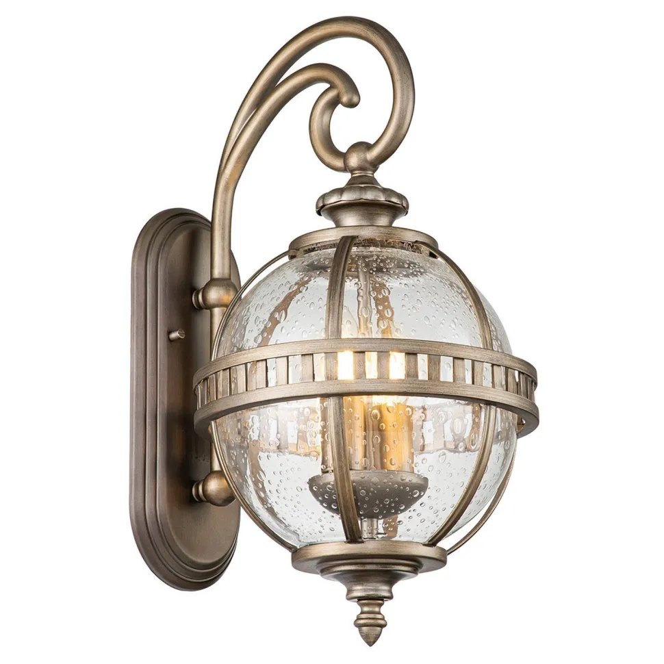 Vintage Wandlampe außen Aluminium Glas H: 48,9 cm IP44 E14