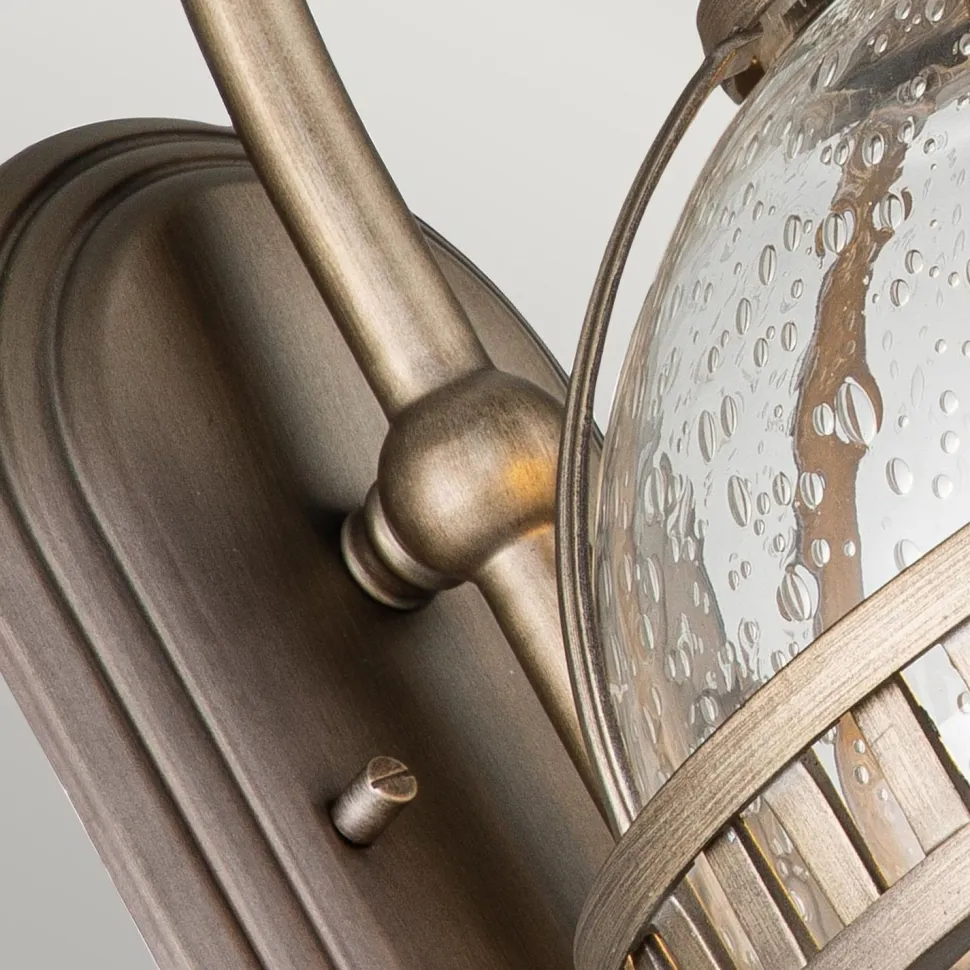 Vintage Wandlampe außen Aluminium Glas H: 48,9 cm IP44 E14