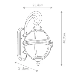 Vintage Wandlampe außen Aluminium Glas H: 48,9 cm IP44 E14