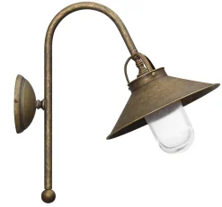 Wand Außenleuchte aus Messing in Antik Bronze