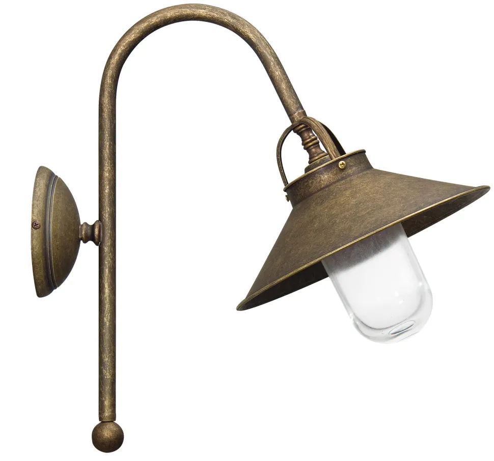 Wand Außenleuchte aus Messing in Antik Bronze