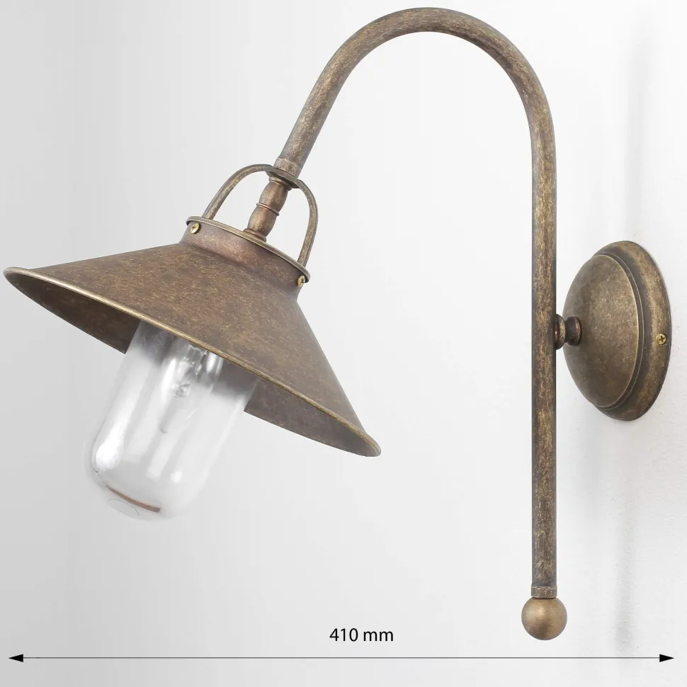 Wand Außenleuchte aus Messing in Antik Bronze