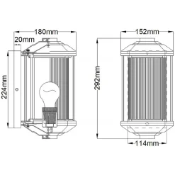 Wand Außenleuchte klein H: 29,2 cm Alu Glas E27 IP44 Retro