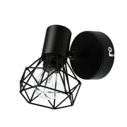 Wand Spot Metall Retro verstellbar in Schwarz E14