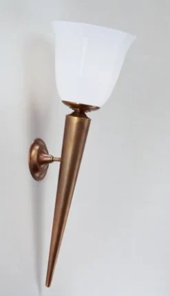 Wandfackel Echt-Messing Glas E27 H:62 cm blendarm