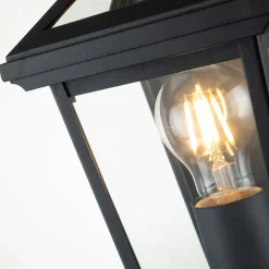 Wandlampe außen Aluminium Glas H: 30 cm IP44 Schwarz