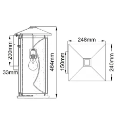 Wandlampe außen E27 IP44 H: 46,4 cm Schwarz Weiß