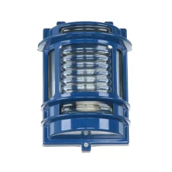 Wandlampe außen E27 IP64 Messing Glas H: 22 cm Blau