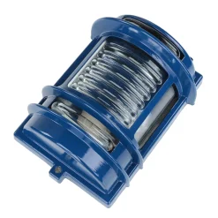 Wandlampe außen E27 IP64 Messing Glas H: 22 cm Blau