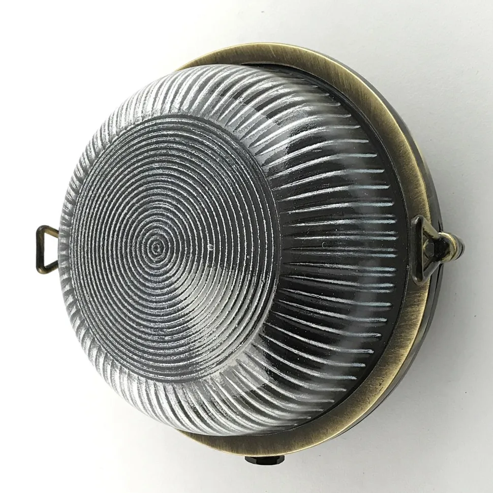 Wandlampe außen Glas Messing E27 IP64 rund D: 17,5 cm