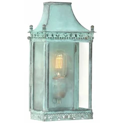 Wandlampe Außen Grün antik Echt-Messing Haus MARTHA