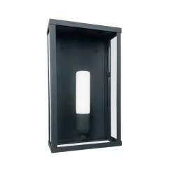 Wandlampe außen H: 36 cm IP43 E27 in Bronze aus Eisen Glas