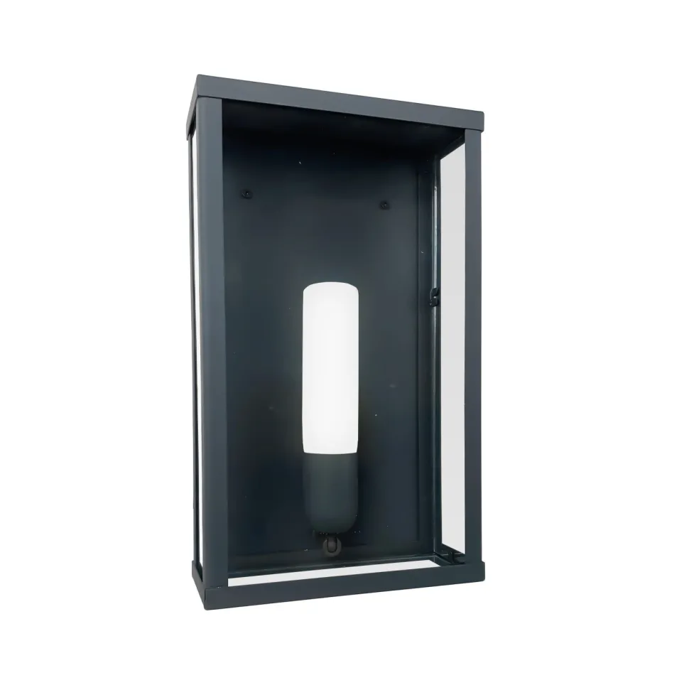 Wandlampe außen H: 36 cm IP43 E27 in Bronze aus Eisen Glas