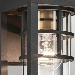 Wandlampe außen H: 33 cm IP44 Schwarz E27 eckig klein