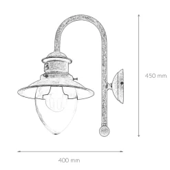 Wandlampe außen H: 45 cm Maritim Echt-Messing