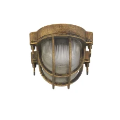 Wandlampe außen IP44 E27 in Gold Antik H: 25 cm Maritim