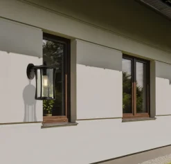 Wandlampe außen IP44 E27 Schwarz Glas Aluminium DIAZ