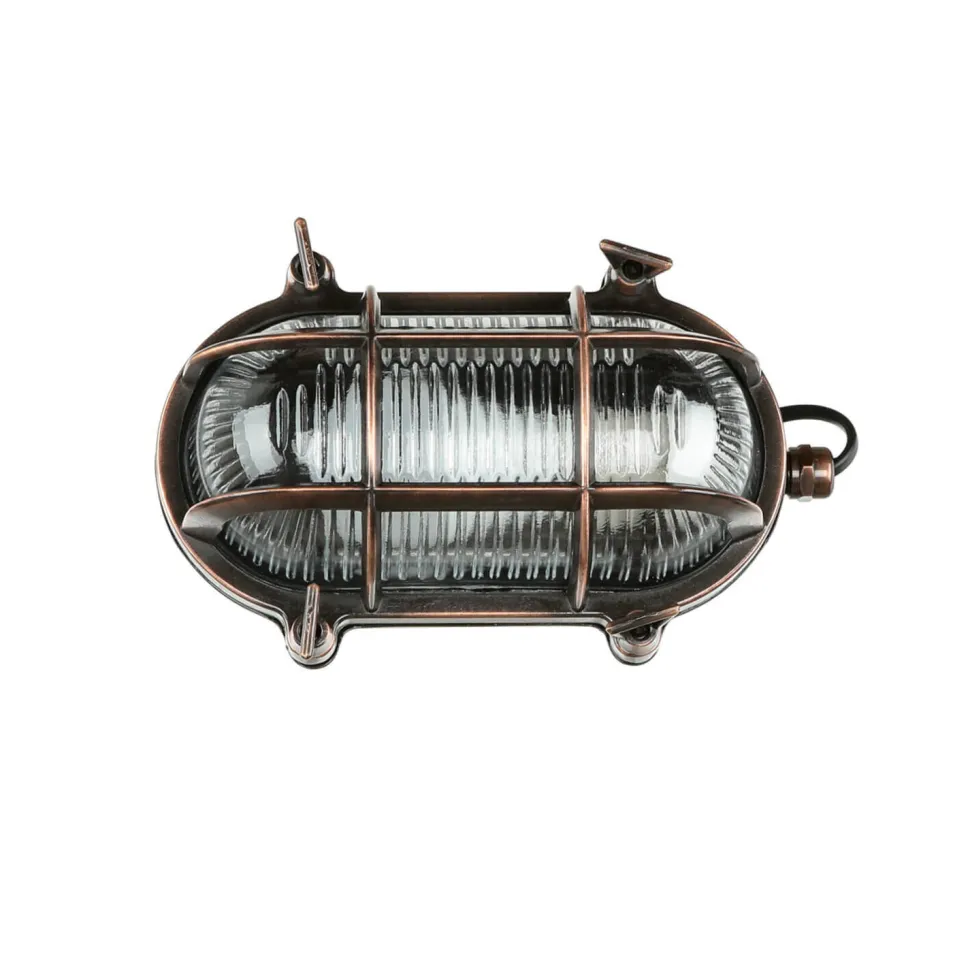 Wandlampe Außen Kupfer Echt-Messing oval IP64