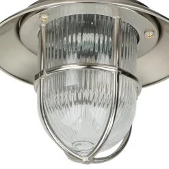 Wandlampe Außen Maritim Messing Riffelglas IP64 Hof