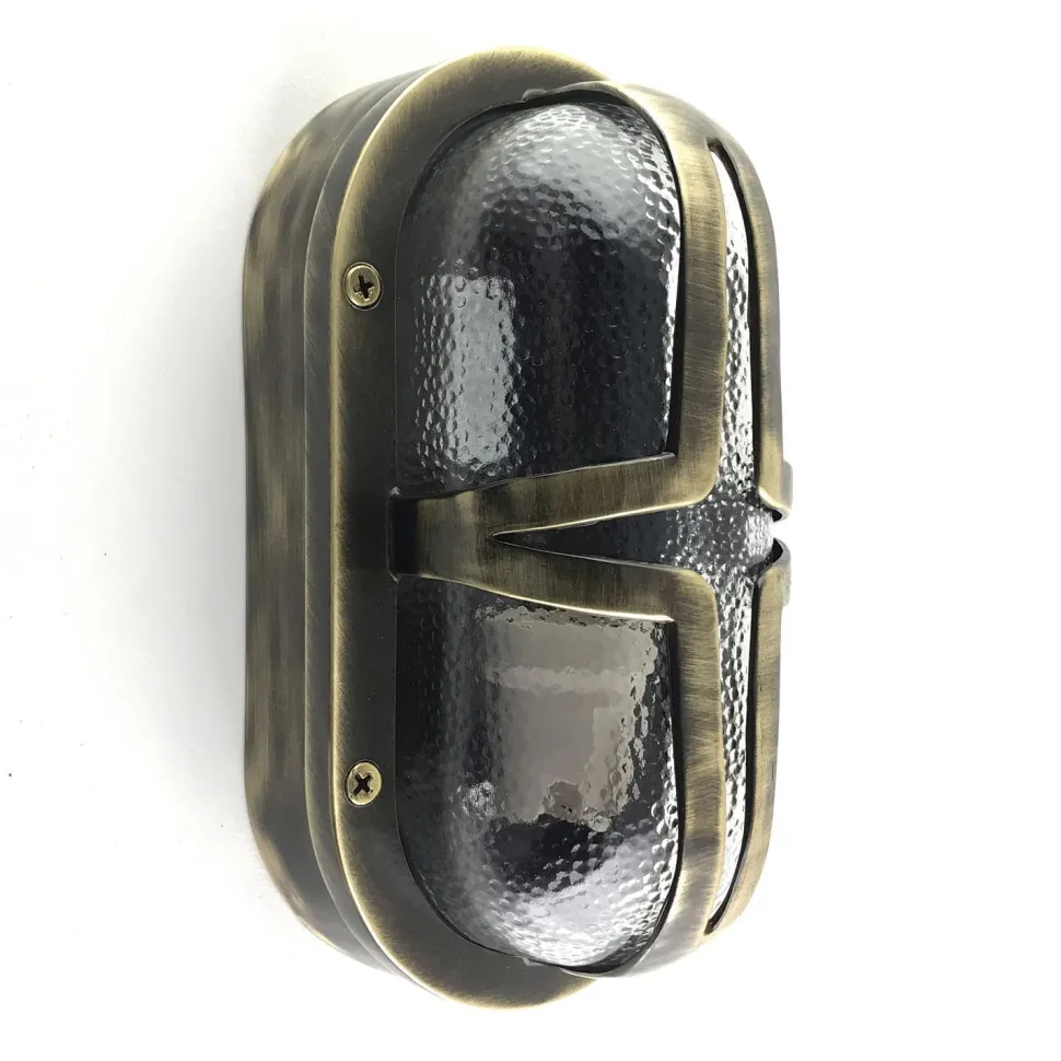 Wandlampe außen Messing Glas 23 cm breit IP64 E27 Maritim