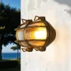 Wandlampe Außen Messing Glas Haus oval Maritim