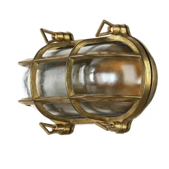 Wandlampe Außen Messing Glas Haus oval Maritim