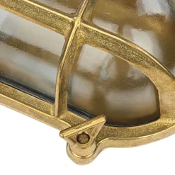 Wandlampe Außen Messing Glas Haus oval Maritim