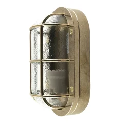 Wandlampe außen Messing Glas E27 IP64 23 cm breit Maritim