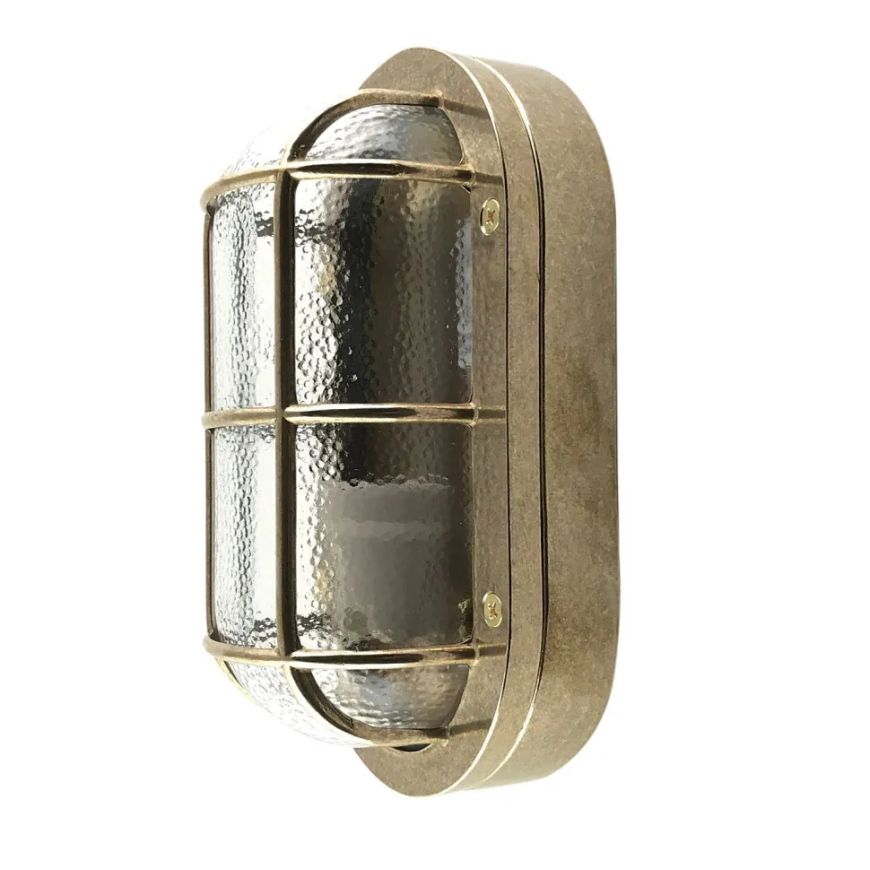 Wandlampe außen Messing Glas E27 IP64 23 cm breit Maritim