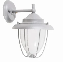 Wandlampe außen Messing Glas E27 IP23 26 cm hoch Grau