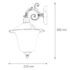 Wandlampe Außen Messing Glas Hof Rustikal IP23