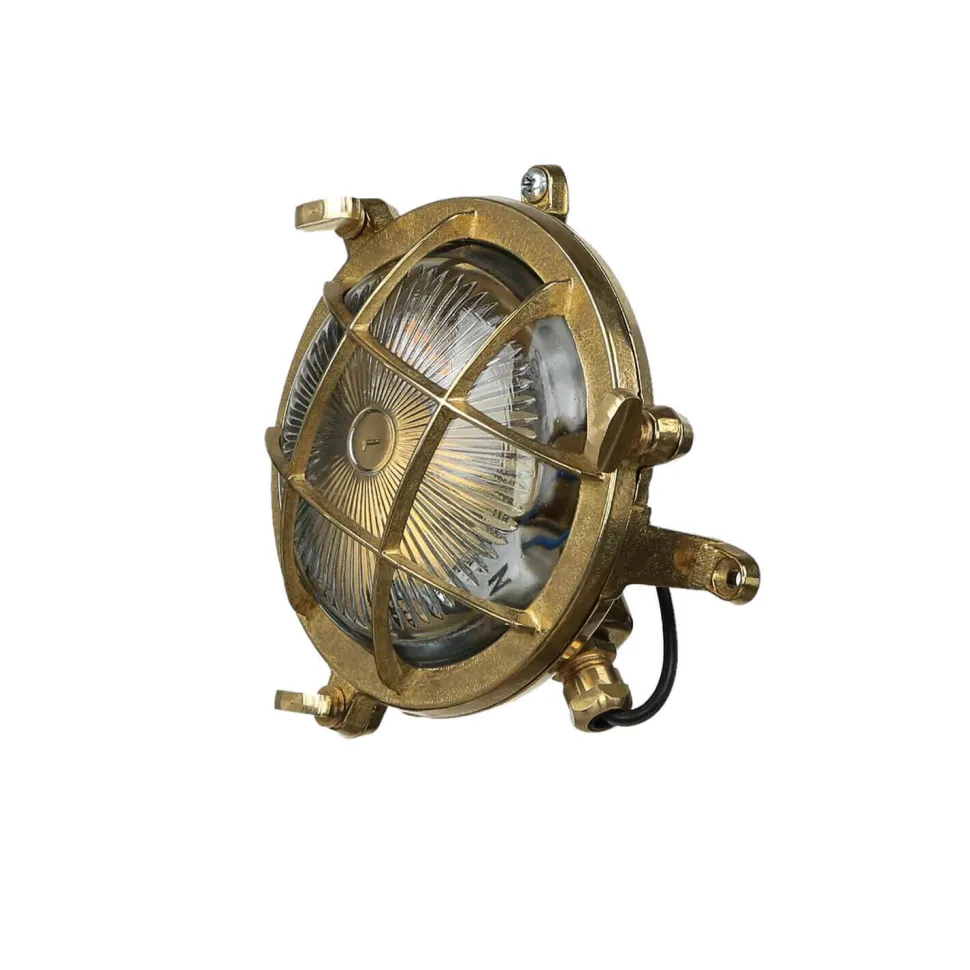 Wandlampe Außen Messing Haus Hof rund Maritim