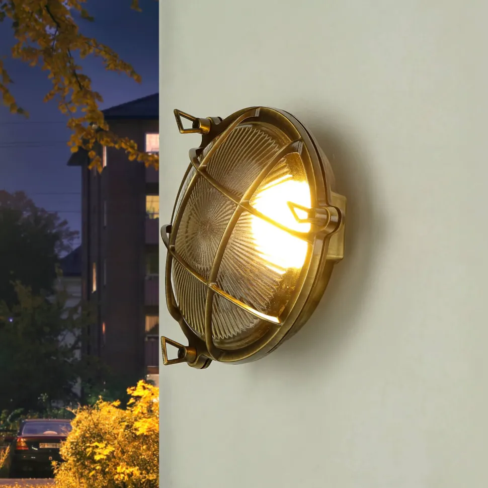 Wandlampe außen Messing Maritim IP64 E27 SERIFOS