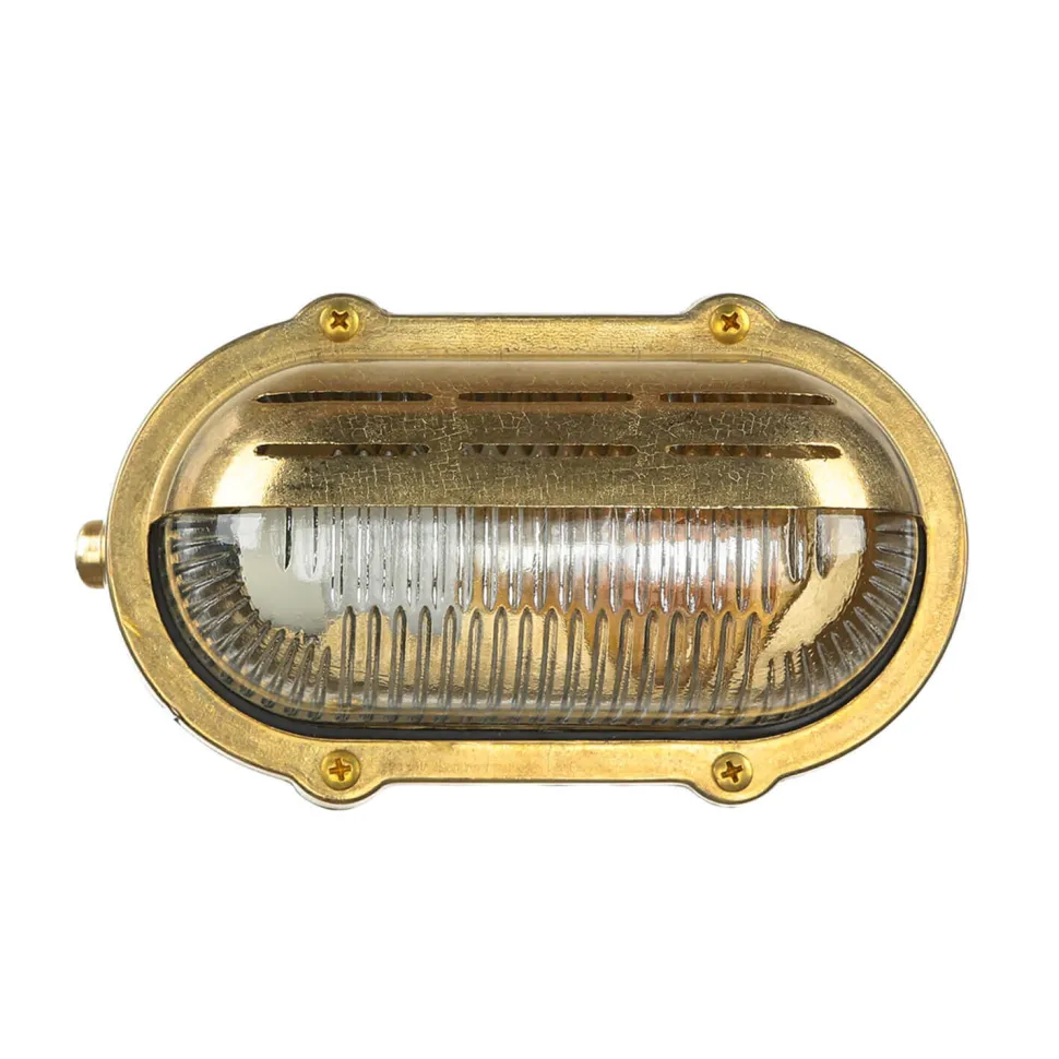 Wandlampe Außen Messing Maritim oval IP64 Haustür