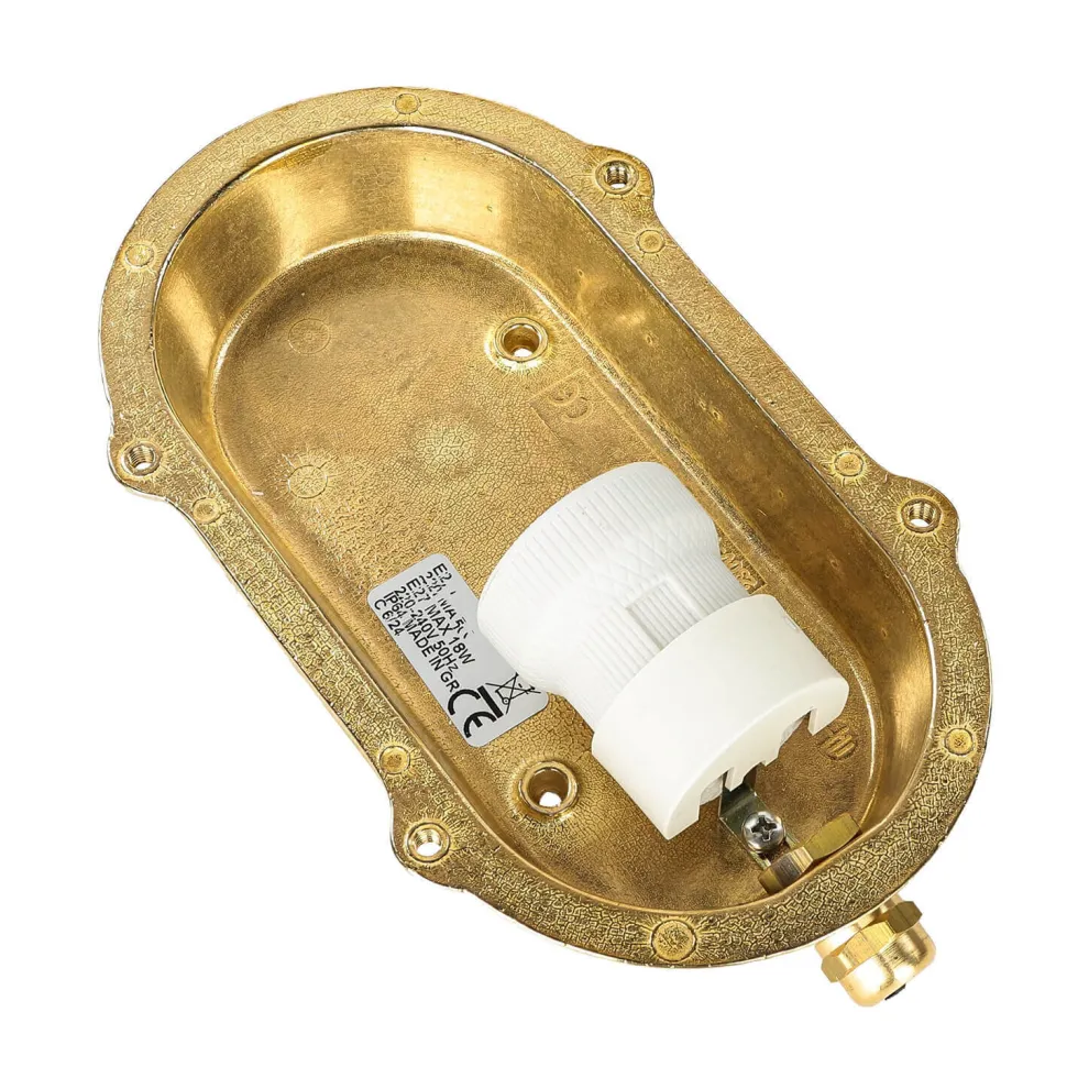 Wandlampe Außen Messing Maritim oval IP64 Haustür