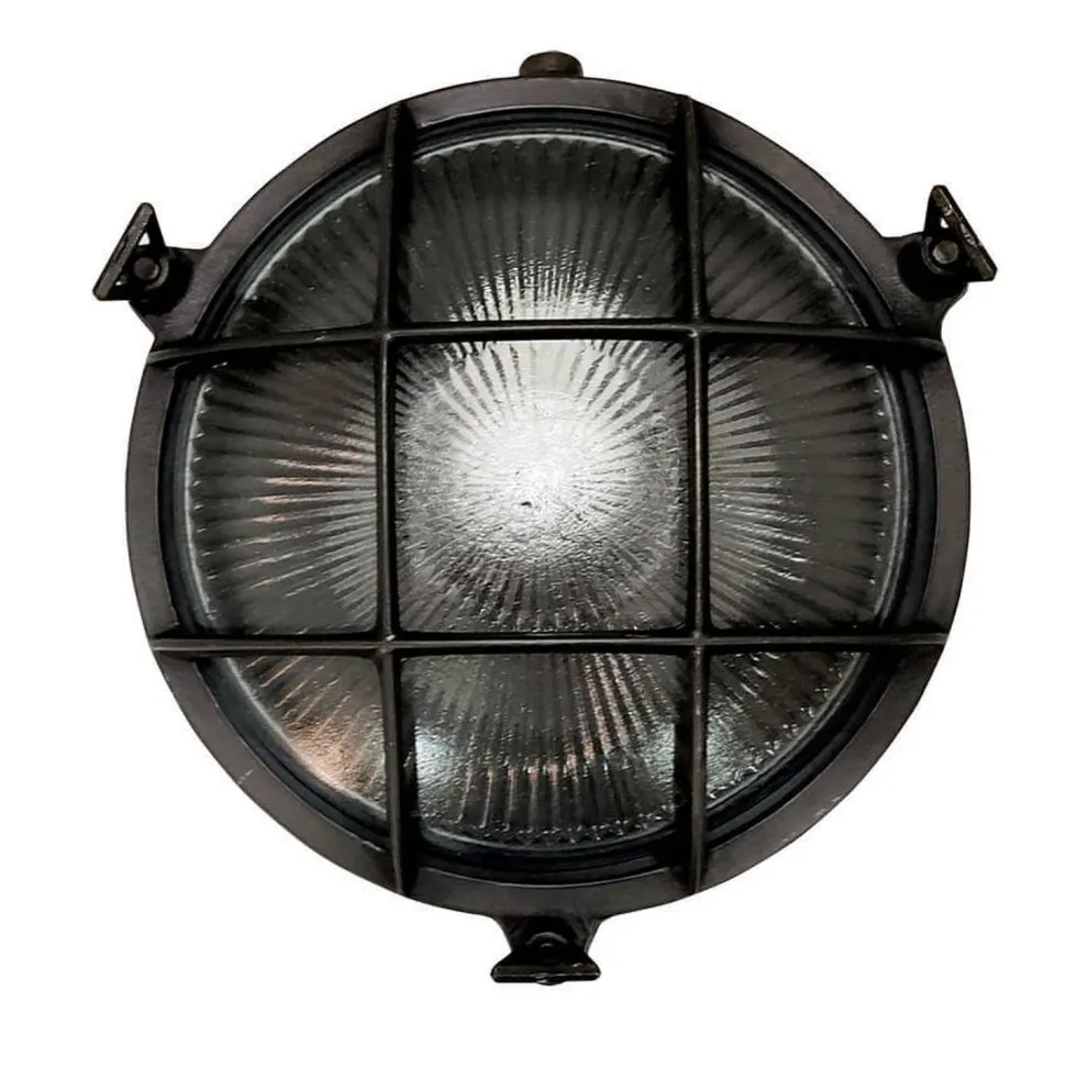 Wandlampe außen Messing massiv Glas E14 IP64 D: 18 cm rund